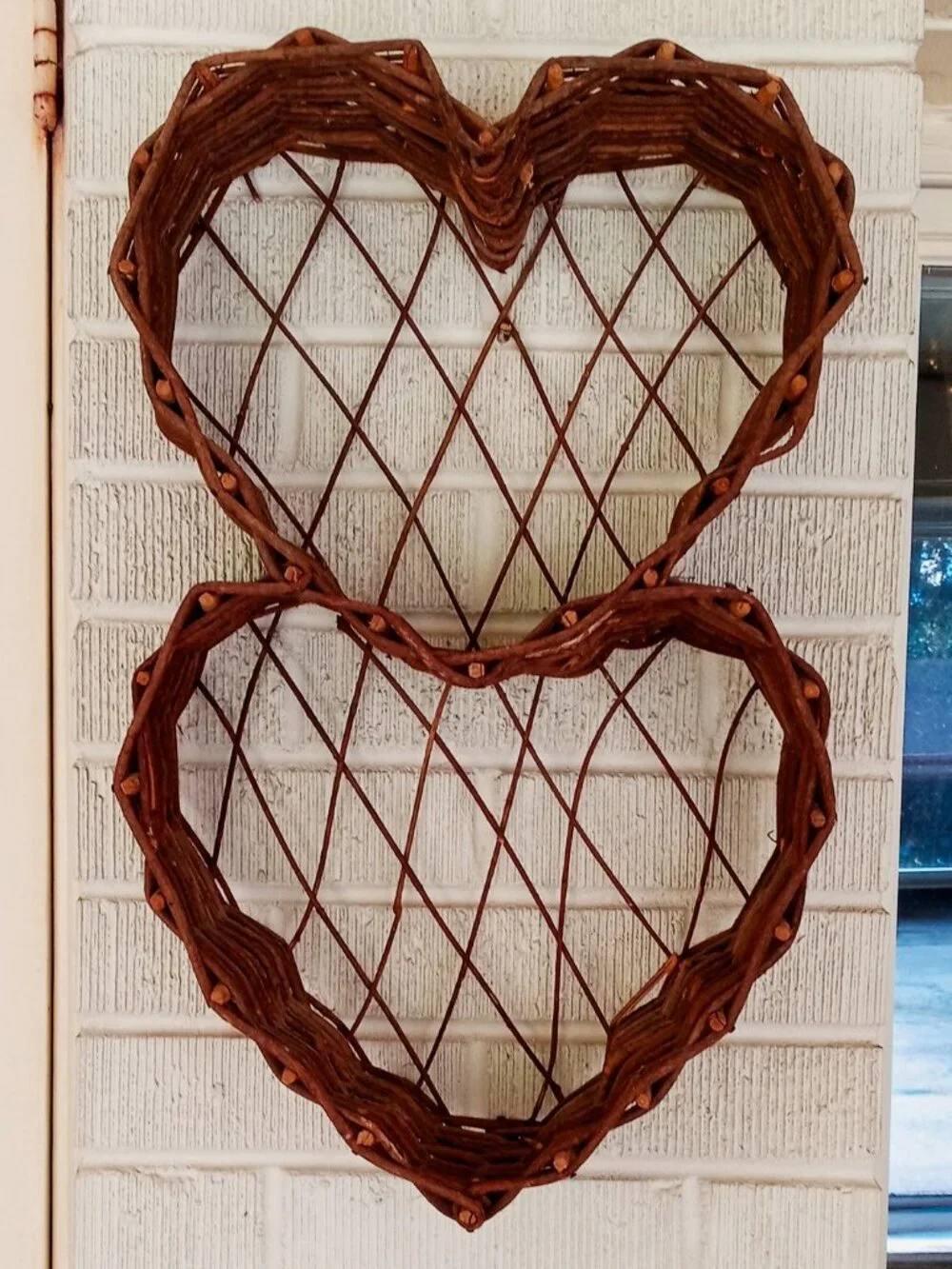 💕Vintage Cottagecore Willow Branch Duo Heart Wall Shelf Rustic Farmhouse Decor